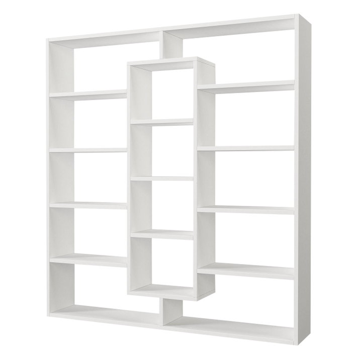 Hanah Home Estantería Escandinava Blanca con Estantes Amplios para Salón y Hogar, 125x135.7x22 cm